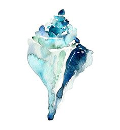 a watercolor painting of a blue flower on a white background