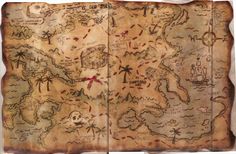 an old map with pirate symbols on it