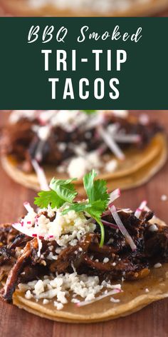 grilled steak tacos with shredded cheese and cilantro on top, topped with parsley