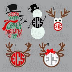 christmas svg files with reindeer heads and monograms