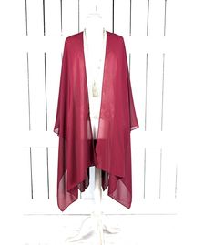 Solid sheer chiffon kimono cover up in custom colors Features... -lightweight sheer chiffon -open front, side slits -generous arm holes -makes a beautiful dress or casual cover up -handmade with love by me in California -made to order -length: 33" -one size fits all -choose your color Chiffon Kimono, Women's Cover Up, Sheer Chiffon, Swimwear Cover Ups, Swimwear Cover, Beautiful Dress, Wedding Shop, Favorite Things Gift, One Size Fits All