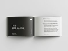 an open book with the title free book mockup written in black and white on it