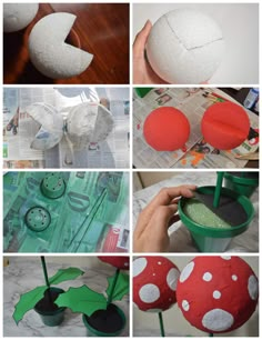 the process for making paper machs is shown with pictures and instructions on how to make them