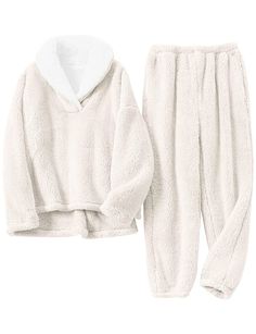 PRICES MAY VARY. Material:Women's warm plush pajamas suit is made of soft wool Sherpa, which is super comfortable. Plush fabric is very warm, so that you won't feel cold in autumn and winter. Two lovely warm pajamas, long-sleeved blouse and baggy pants. Women's home clothes are fashionable and trendy. They are comfortable,light, elastic and soft. Design: Soft and comfortable two-piece warm suit, stylish and elegant for women, ladies and girls to wear in autumn and cold winter. Simple and cute st Fluffy Pajamas, Fuzzy Loungewear, Cute Pyjama, Fleece Pjs, Purple Pajamas, Pijamas Women, Poncho Pullover, Cozy Sleepwear, Pajama Outfit