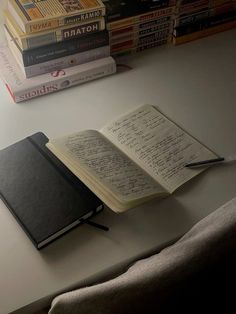 a stack of books sitting on top of a table