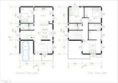 two story house plans with garage and first floor plan