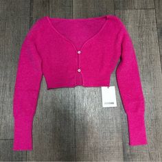 Jacquemus Hot Pink Sweater Condition: Worn Once, Great Condition Hot Pink Cardigan, Hot Pink Sweater, Pink Cardigan, Pink Sweater, Sweaters & Cardigans, Cardigans, Hot Pink, Sweaters For Women, Pink