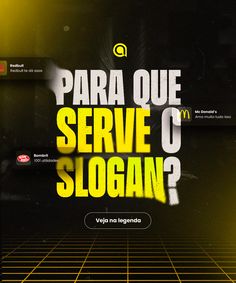 an advertisement for a service company with yellow and black lines on the wall, which reads para que serve c slogan?