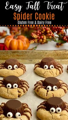 spider cookies with chocolate frosting and googly eyes