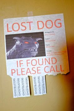 a lost dog sign posted to the side of a wall with stickers on it