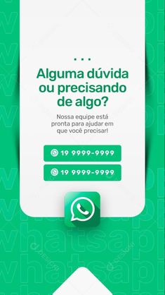 an advertisement for whatsapp on the back of a green background with white letters