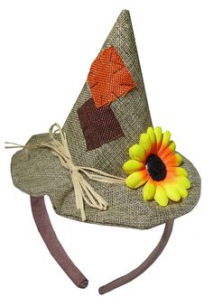 PRICES MAY VARY. Mini Scarecrow Hat on a Headband. Choose from a Light Brown Hat, Brown Hat, or a Black Hat on a head band. Featuring a faux Miniature Brown Burlap Hat and brown straw rope bow with colorful patches and orange and yellow Daisy. Each mini hat is approximately 6" tall from the base, the brim is 1.5" wide. Lightweight and Comfortable to wear Brim is floppy and the hat is not stuffed. To give a fuller look, add a few pieces of napkin to the inside. Excellent for Halloween, Dress Up, Flower Halloween Costume, Mini Scarecrow, Scarecrow Hat, Scarecrow Costume, Scarecrow Wreath, Mini Hat, Brown Hat, Comfortable Headbands, Headband Flower