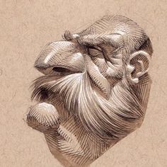 an old drawing of a man's head