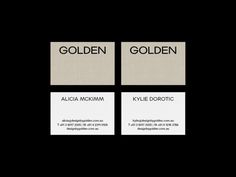 two business cards with the words golden on them