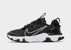 Lace up and make a statement with these juniors' React Vision trainers from Nike. Inspired by the React Element 87 but packed with more tech for extra comfort, these downsized sneaks have a breathable mesh upper in a black colourway. They feature a secure lace up fastening and a pull tab to the heel and tongue for easy on and off. Underfoot, they're sat on a bouncy React foam midsole for soft, springy cushioning. With a grippy tread and exaggerated lugs, these trainers are finished with a padded tongue and signature Nike branding, including the iconic Swoosh logo to the sidewalls. Jurgen Klinsmann, Nike Inspired, Michael Faraday, Nike React Vision, Basket Style, Nike React, Nike Blazer, Black Nike, Jd Sports