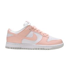 Find NIKE Wmns Dunk Low Next Nature 'pale Coral on Editorialist. The Nike women’s Dunk Low Next Nature ‘Pale Coral’ applies a simple two-tone palette to a sustainable build composed of 20% recycled content by weight. Synthetic leather is utilized on the upper, featuring a crisp white base with contrasting overlays in a soft pink hue. An energetic burst of neon is provided by a Volt-colored sockliner with Nike’s pinwheel logo stamped on the heel. Supporting the low-top is a standard rubber cupsol Nike Dunk Low Next Nature, Nike Blazer 77, Wmns Dunk Low, Blazer 77, Pink Nikes, Jordan 1 High, Nike Blazer, Nike Dunk Low, Nike Cortez Sneaker