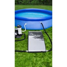 an above ground swimming pool with a pump and filter