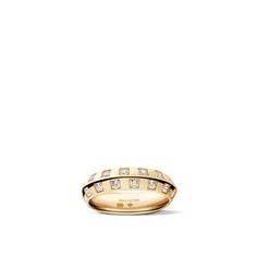 LOUIS VUITTON® - Le Damier De Louis Vuitton Medium Ring, Yellow Gold And Diamonds - Gold Louis Vuitton Ring, House Icon, Micro Bags, Louis Vuitton Official Website, Historic House, Trunk Bag, Louis Vuitton Official, Monogram Bag, Silver Jewelry Fashion