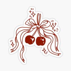 two cherries tied in a bow sticker