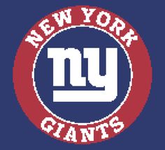 the new york giants logo is shown in red, white and blue with an orange circle