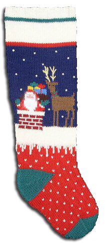 a christmas stocking with santa and reindeer on it