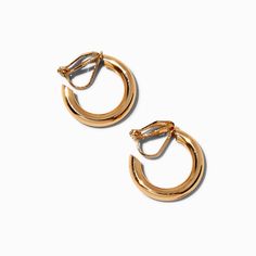 Gold 20MM Tube Clip-On Hoop Earrings Clip On Earrings Hoop, Clip Earrings Claire's, Everyday Metal Clip-on Hoop Earrings, Everyday Clip-on Metal Hoop Earrings, Gold Metal Clip-on Hoop Earrings, Small Metal Hoop Clip-on Earrings, Small Metal Hoop Earrings Clip-on, Gold Clip-on Hoop Earrings For Everyday, Everyday Gold Clip-on Hoop Earrings