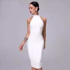 Starry bandage Dress |Bandage Dress Online |NC Fashions Celebrity Party, Bandage Midi Dress, High Neck Sleeveless, Runway Dresses, Dress Zipper, Bandage Dress, Newest Trends, Dresses Xs, Date Night Outfit