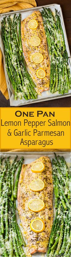 one pan lemon pepper salmon and garlic parmesan asparagus