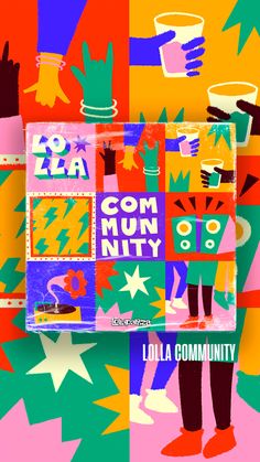 an image of a colorful poster with words and images on it that say community