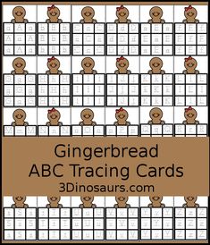 the gingerbread abcc tracking cards for children to practice their handwriting and writing skills