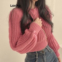 Ilumine seu estilo com o Lovito Suéter Básico Liso Casual para Mulheres em Rosa Vermelha, código LNA40014! 💖🧶 Este suéter é a definição de conforto casual com um toque vibrante de cor. Ideal para adicionar um pop de cor aos seus looks diários, ele oferece a combinação perfeita de estilo e aconchego. Incorpore o #LovitoRosaVermelha ao seu dia a dia e experimente a alegria de vestir uma peça que é tanto aconchegante quanto fashion. Este suéter não é só uma peça básica; é uma expressão de personalidade e estilo. Dê vida ao seu guarda-roupa com Lovito! #EstiloCasualChic #SuéterLovito #VibranteEConfortável Loose Knitwear, Winter Knitwear, Pull Rose, Clothes Korean Style, Cropped Knit Sweater, Women Sweaters Winter, Cropped Pullover