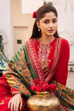 Red Outfit For Women, Red Outfits For Women, Desi Love, Fashion Tiktok, Sajal Ali, Outfit For Women, Most Beautiful Eyes, Red Suit, Bridal Dress Design