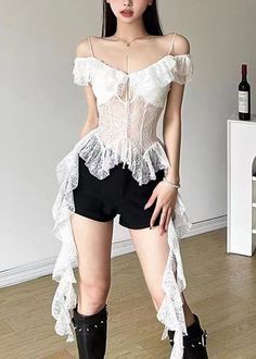 Flowy Tops Outfit, Fairy Rave, Plum Top, Dream Outfits, Rave Outfit, Shirt Streetwear, Spaghetti Strap Tank Top, Lace Material, Sugar Plum