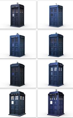 six different images of the same tardish from doctor whos on tv?