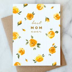 a mother's day card with yellow roses on it