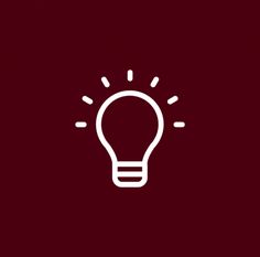 the light bulb icon is shown on a dark red background with white lines and dots