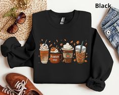 Fall Coffee Sweatshirt, Fall Sweater, Pumpkin Spice Sweatshirt, Cute Fall Sweater, Womens Fall Sweater, Coffee Sweatshirt, Unisex Plus Size - Etsy Pumpkin Drinks, Spice Coffee, Coffee Sweater, Pumpkin Spice Coffee, Coffee Sweatshirt, Pumpkin Latte, Fall Coffee, Halloween Coffee, Autumn Coffee