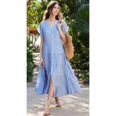 51" New A8 Denim Sundress, Frozen Blue, Royal Blue Maxi Dress, Beachy Dresses, Coral Maxi Dresses, Soft Surroundings Dresses, Gauze Dress, Bow Detail Dress, Maxi Shirt Dress