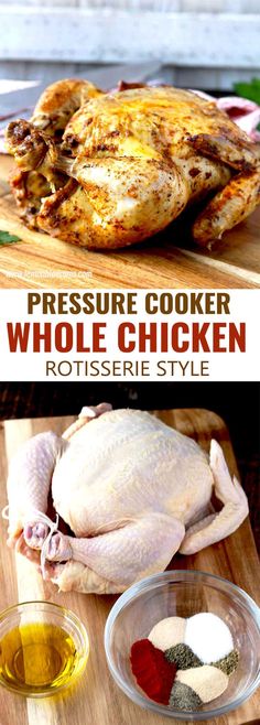 the pressure cooker whole chicken is ready to be cooked