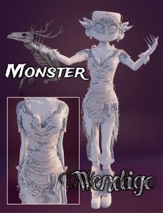 #dresstoimpress #monster #wendigo Wendigo Inspired Outfit, Wendigo Outfit, Wendigo Halloween Costume, Wendigo Oc Art, Wendigo Monsters Art, Urban Legends Dress To Impress, Wendigo Concept Art, Fashion Terminology, Classic Punk