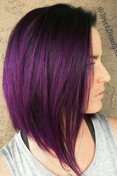 Dark purple hair: let us discuss the basics at first. This hair color is unnatural, that is, you cannot meet anyone who was born with such hair color. So, to get it, you need to get your hair dyed.#purplehair#darkpurple#haircolor Longbob Hair, Pulp Riot Hair Color, Dark Purple Hair, Plum Hair, Styles Hairstyles, Edgy Pixie, Pulp Riot Hair, Violet Hair, Pulp Riot