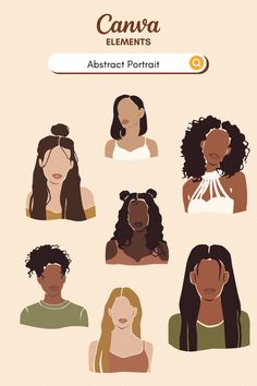 an image of different types of women's hair on a white background with the words canna elements above them