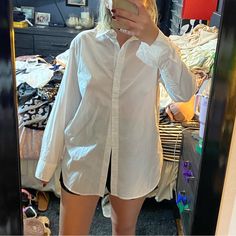 Oversized Fit. White Poplin Oxford White Crochet Tank Top, Abercrombie (women), Stretchy Crop Tops, Royal Blue Shorts, Waffle Shirt, Sports Bra Top, Oversized Flannel, V Neck Bodysuit, Crop Top Sweatshirt