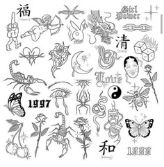 an image of tattoos with chinese writing on them