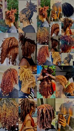 Colored Locs With Curly Ends, Cute Hairstyles For Short Starter Locs, Locs Type 4 Hair, Natural Dyed Locs, Fall Colors For Locs, Sides For Baked Fish Dinners, Starter Locs Short 4c Hair Styles, Loc Styles Back To School, Ginger And Blonde Hair Black Women Locs