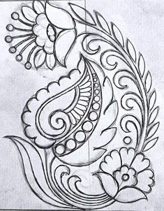 a drawing of a peacock with flowers on it