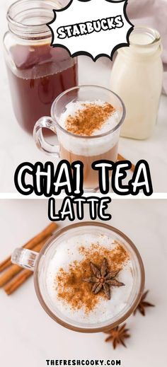 two cups of chai tea with cinnamon sprinkles and star anise