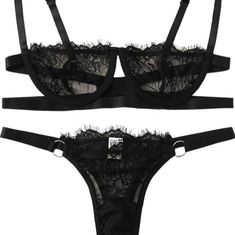 Sexy 2 Piece Lace Lingerie Set: Bralette Bra And Panty Soma Bras, Gothic Lingerie, Women's Chemises, Cacique Bras, Lacy Lingerie, Floral Lingerie, Victoria Secret Outfits, Black Lace Lingerie, Sewing Lingerie