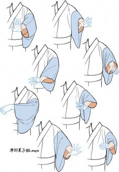 instructions for how to tie a scarf around the neck and sleeves in different ways,