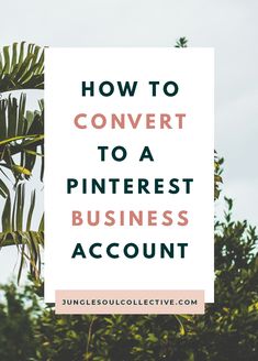 How to Convert Your Personal Pinterest Account Into A Pinterest Business Account – Jungle Soul Collective | Pinterest Marketing Strategist for Service-Based Business Pinterest Advertising, Creative Coaching, Shopify Marketing, Entrepreneur Advice, Rich Pins, Pinterest Business, Pinterest Business Account, Blogging Inspiration, Pinterest Tips